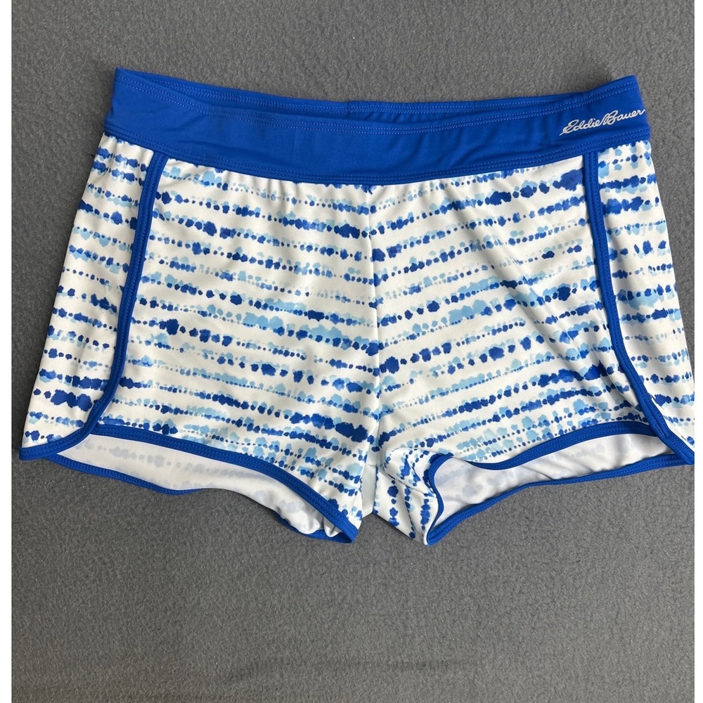 Eddie Bauer Swim Set Kids L 14/16 Blue White Tie Dye Rash Guard Shorts 2pc - Picture 2 of 12